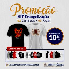Kit Evangelização 2 Camisetas Veni Sancte Spiritus + A Porta + 5 Faciais Kit Evangelização 2 Camisetas Veni Sancte Spiritus + A Porta + 5 Faciais