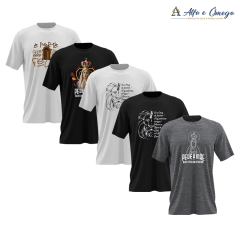 KIT 5 CAMISETAS CRISTÃS - A PORTA - MARIA COLORIDA - ORAÇÃO BRANCA - ORAÇÃO PRETA - MARIA KIT 5 CAMISETAS CRISTÃS - A PORTA - MARIA COLORIDA - ORAÇÃO BRANCA - ORAÇÃO PRETA - MARIA
