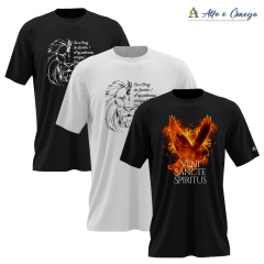 KIT 3 CAMISETAS CRISTÃS - ORAÇÃO PRETA - ORAÇÃO BRANCA - VENI KIT 3 CAMISETAS CRISTÃS - ORAÇÃO PRETA - ORAÇÃO BRANCA - VENI