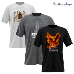 KIT 3 CAMISETAS CRISTÃS - A PORTA - MARIA - VENI KIT 3 CAMISETAS CRISTÃS - A PORTA - MARIA - VENI