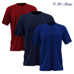 Kits 3 camisetas lisas - AZUL MARINHO - AZUL ROYAL - VINHO Kits 3 camisetas lisas - AZUL MARINHO - AZUL ROYAL - VINHO