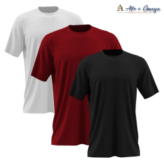 Kits 3 camisetas lisas - PRETA - VERMELHA - BRANCA Kits 3 camisetas lisas - PRETA - VERMELHA - BRANCA