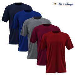Kits 5 camisetas lisas - VERMELHA - AZUL ROYAL - BRANCA - PRETA - MESCLA Kits 5 camisetas lisas - VERMELHA - AZUL ROYAL - BRANCA - PRETA - MESCLA