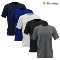 Kits 5 camisetas lisas - AZUL MARINHO - AZUL ROYAL - BRANCA - PRETA - MESCLA Kits 5 camisetas lisas - AZUL MARINHO - AZUL ROYAL - BRANCA - PRETA - MESCLA